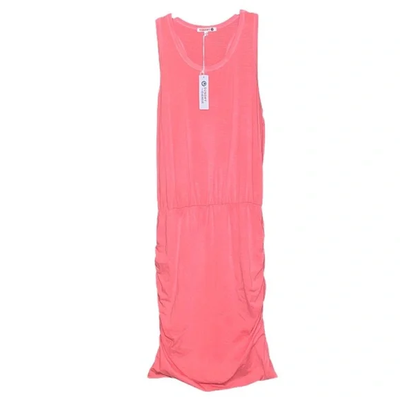Sundry Ruched Racerback Dress Sleeveless Tank Gathered Pink Size Medium - Picture 2 of 8
